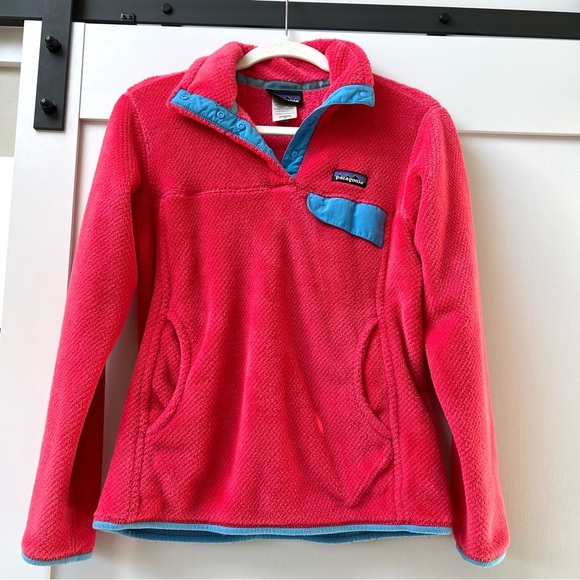 Patagonia Tops - Patagonia Re-Tool Snap-T Pullover Coral Salmon Pink